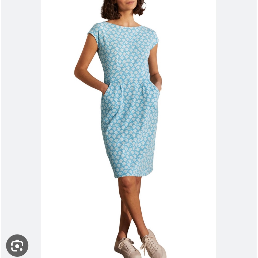 Boden Blue Florrie Jersey Dress, Dawn Bird Tile. NWT